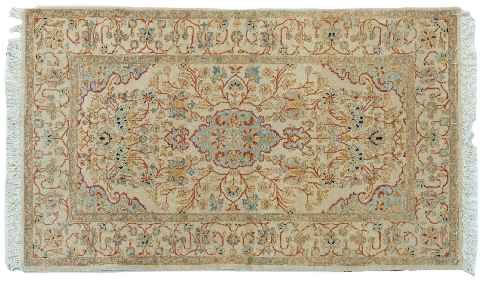 Area Rug, 5 ft. 1 in. x 3 ft. 1 in.: Area rug with floral motif 5 ft. 1 in. x 3 ft. 1 in. Provenance: Property from the collection of a San Antonio, Texas lady