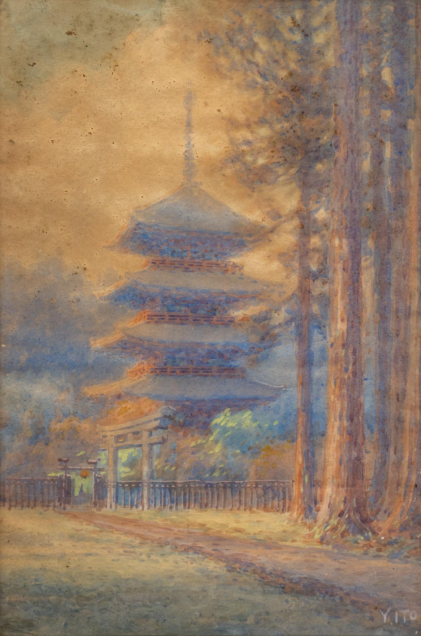 Ito Yoshihiko, Japanese Temple, ca. 1920 (1 of 4)