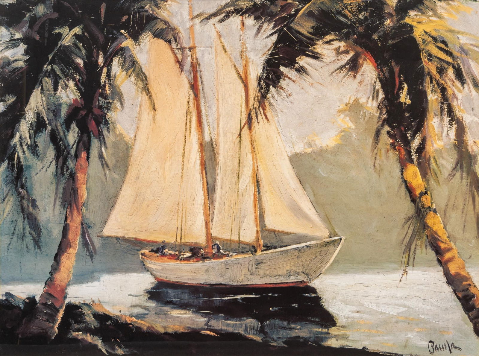 Sailboat Scene Lithograph (1 of 5)