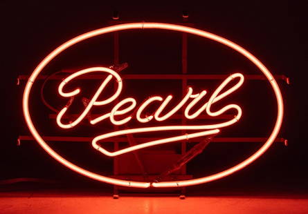 Vintage Pearl Lager Beer Neon Sign: Vintage Pearl Lager Beer (San Antonio, Texas) neon sign, circa 1980s height 16.5 in. x width 24 in. x depth 7 in. Provenance: Property from the collection of a San Antonio, Texas gentleman