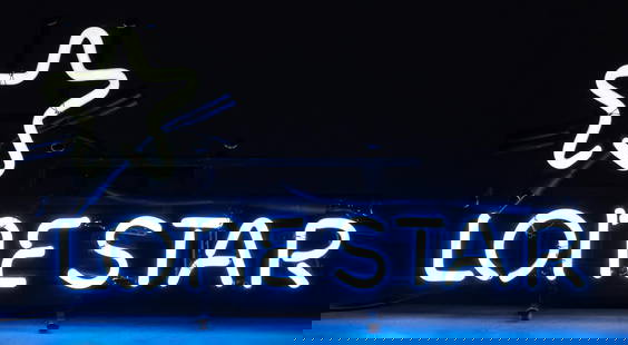 Lone Star Beer Neon Sign: Lone Star Beer free-standing neon sign, circa 1996 height 11 in. x width 21 in. x depth 7 in. Provenance: Property from the collection of a San Antonio, Texas gentleman
