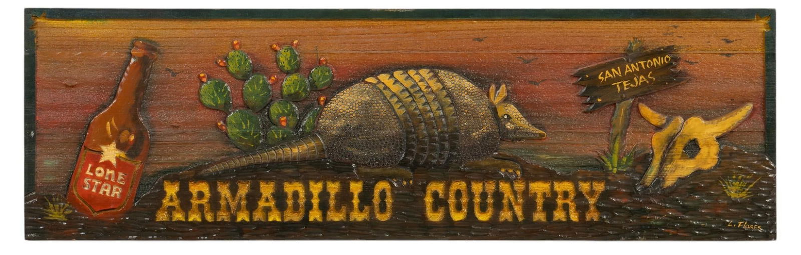 Lone Star Beer Armadillo Custom Art Wooden Sign (1 of 6)
