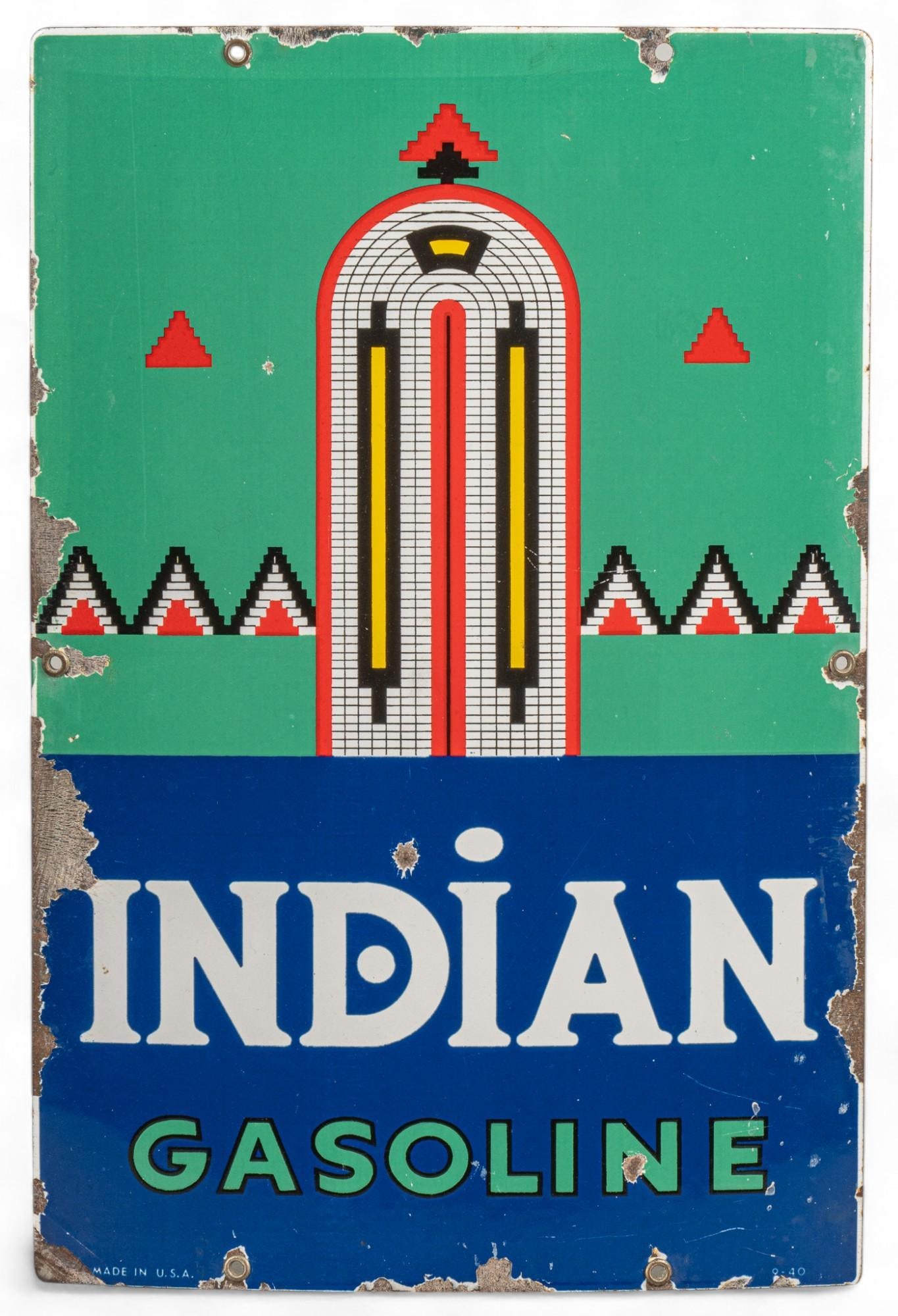 1940s Original Indian Gasoline Pump Plate (1 of 7)