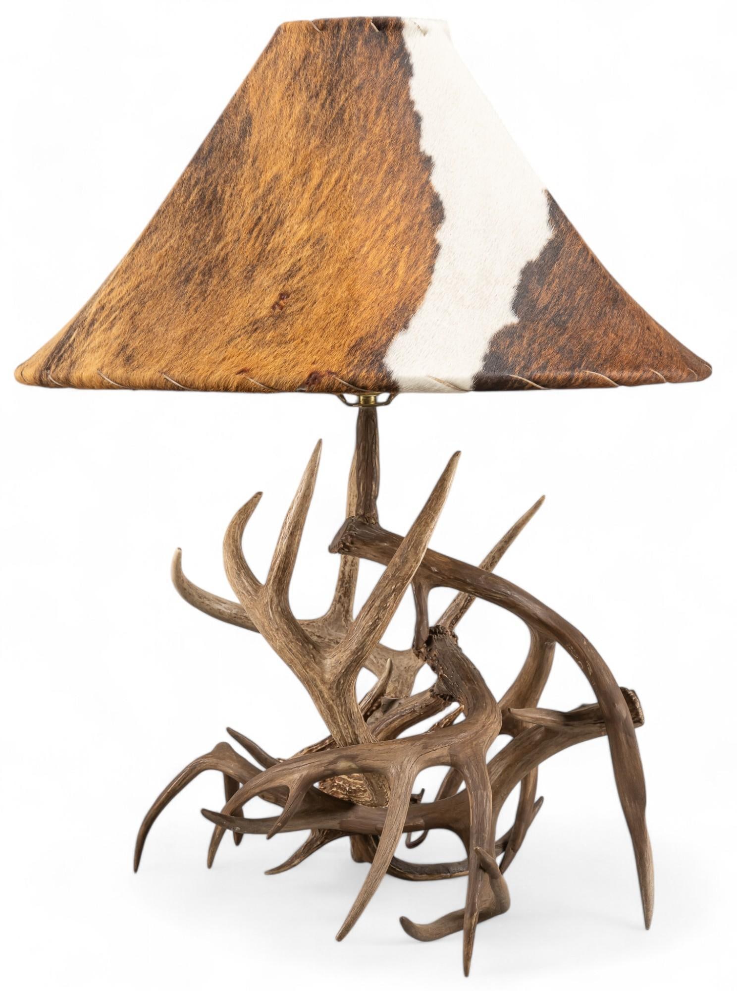 Antler Lamp with Cowhide Shade (1 of 5)