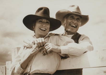 Bill Wittliff, "Clara and Gus" Signed: Bill Wittliff (Texas, 1940-2019) "Clara and Gus", 1988, photograph of Robert Duvall as Gus McCrae and Anjelica Huston as Clara Allen from the "Lonesome Dove" television miniseries (198