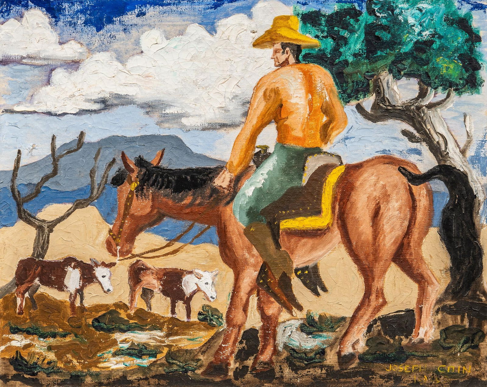 Joseph Cain, Cowboy on Horseback, 1948 (1 of 5)
