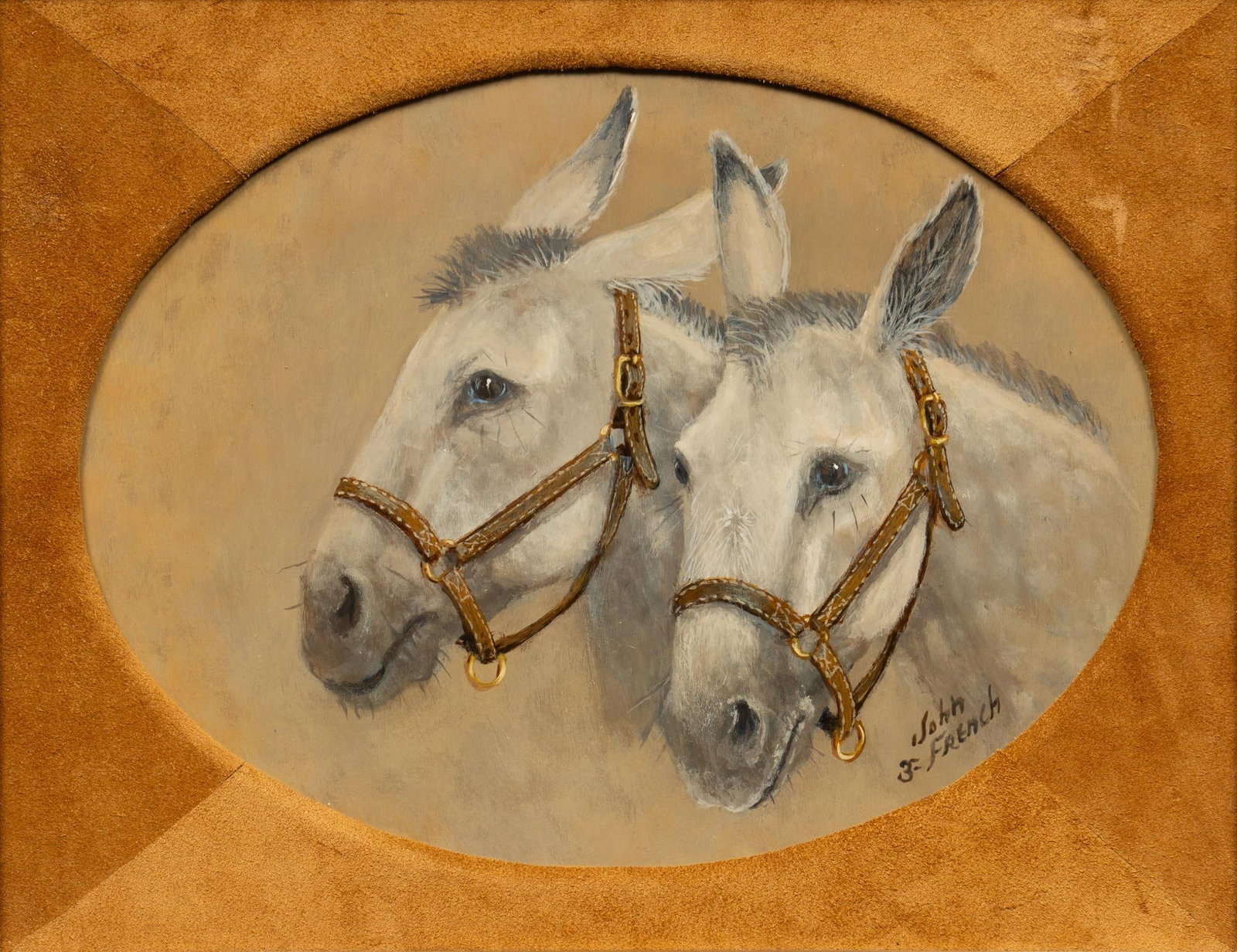 John French, "A Pair of Grays": John French (Texas, b. 1936), "A Pair of Grays", oil on masonite sight: 9 in. x 12 in., frame: 19.5 in. x 22.5 in.