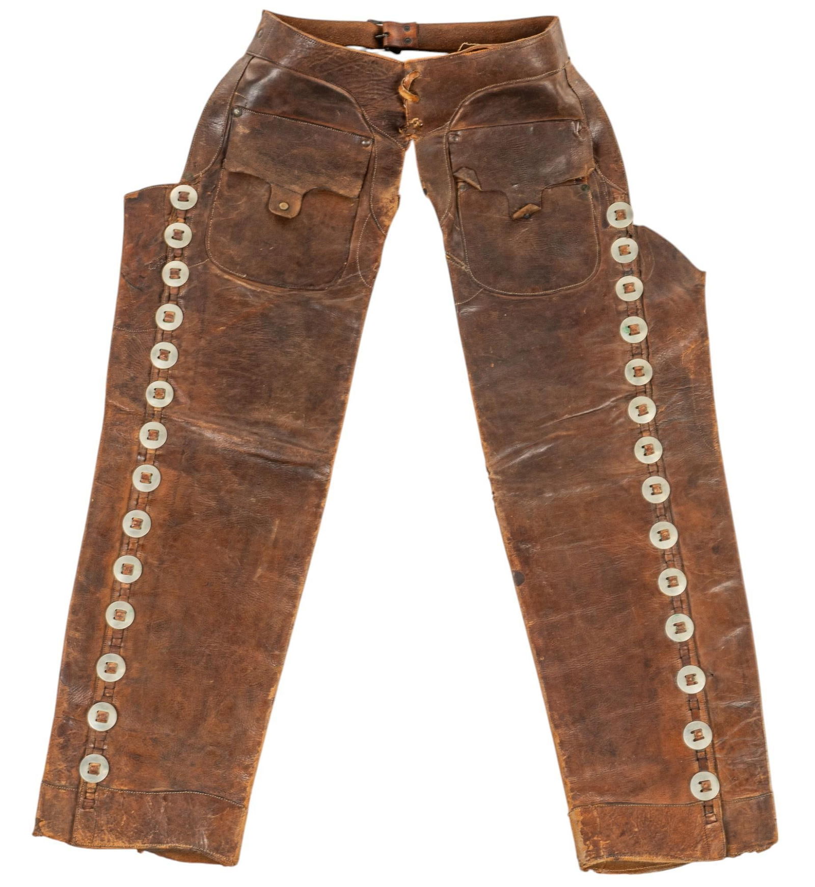 Pair of Step In Shotgun Leather Chaps (1 of 5)