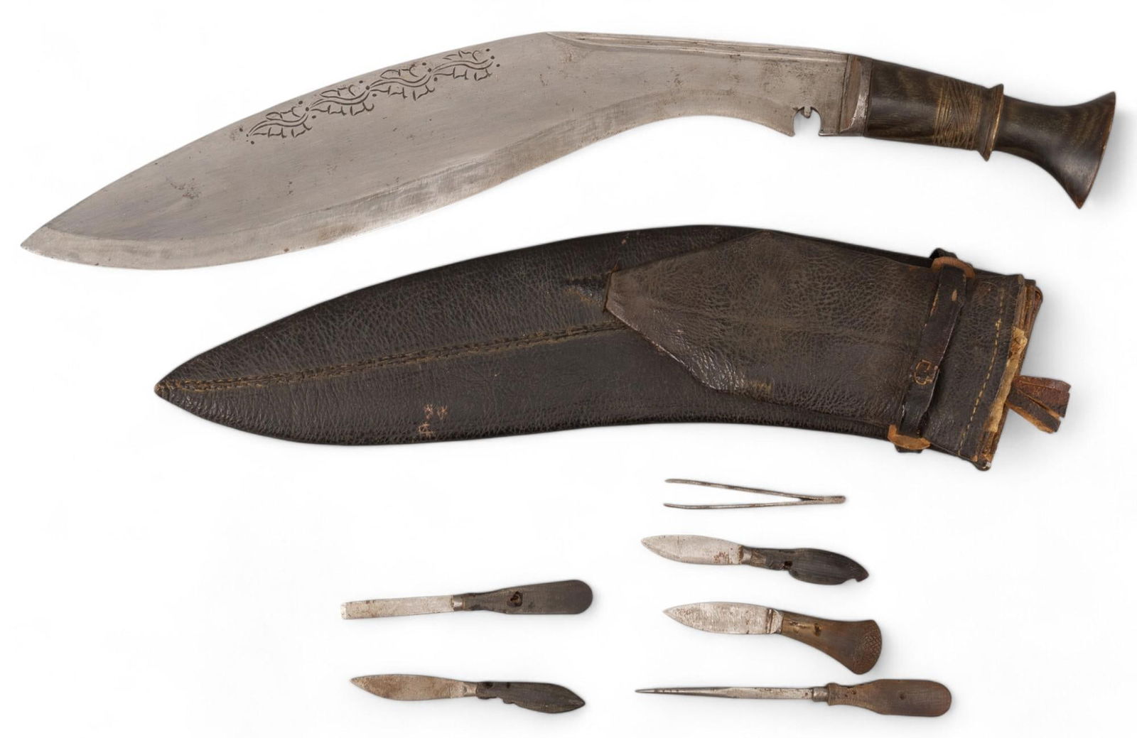 Indian Kukri Dagger W/ Mini Set and Sheath (1 of 11)