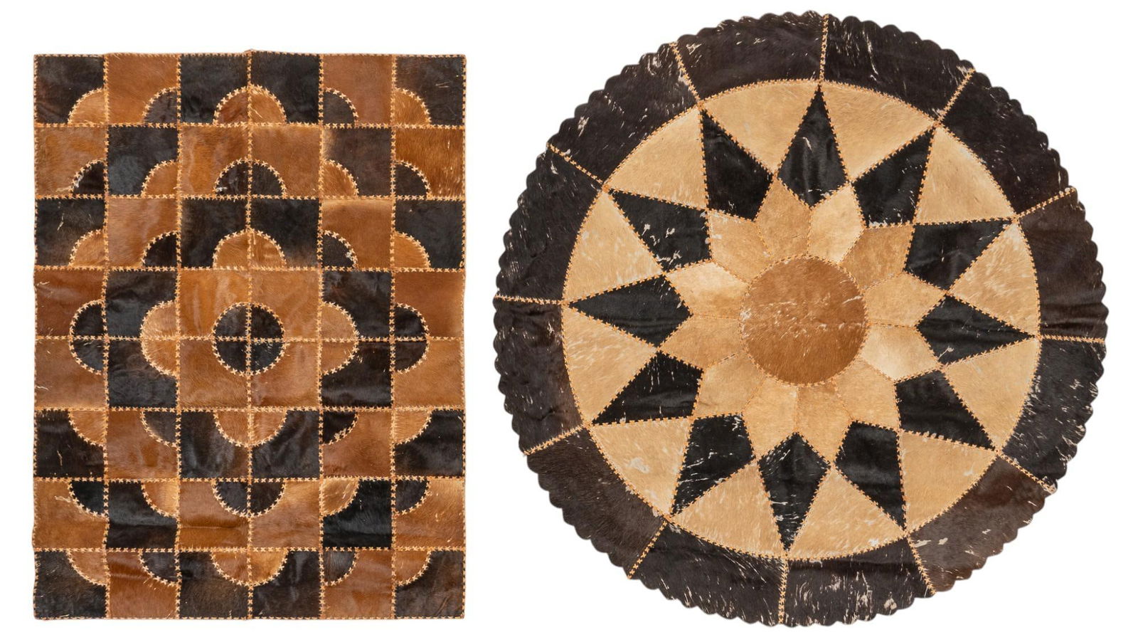 (2) Stitched Cowhide Rugs (1 of 5)