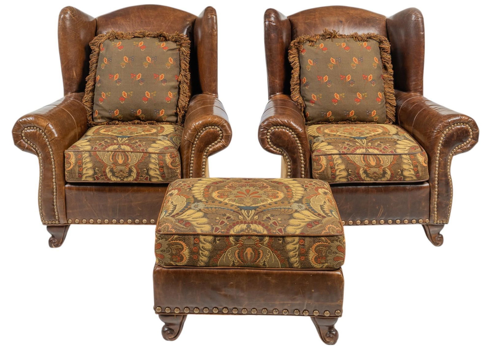 Pair of Arm Chairs with Ottoman (1 of 8)