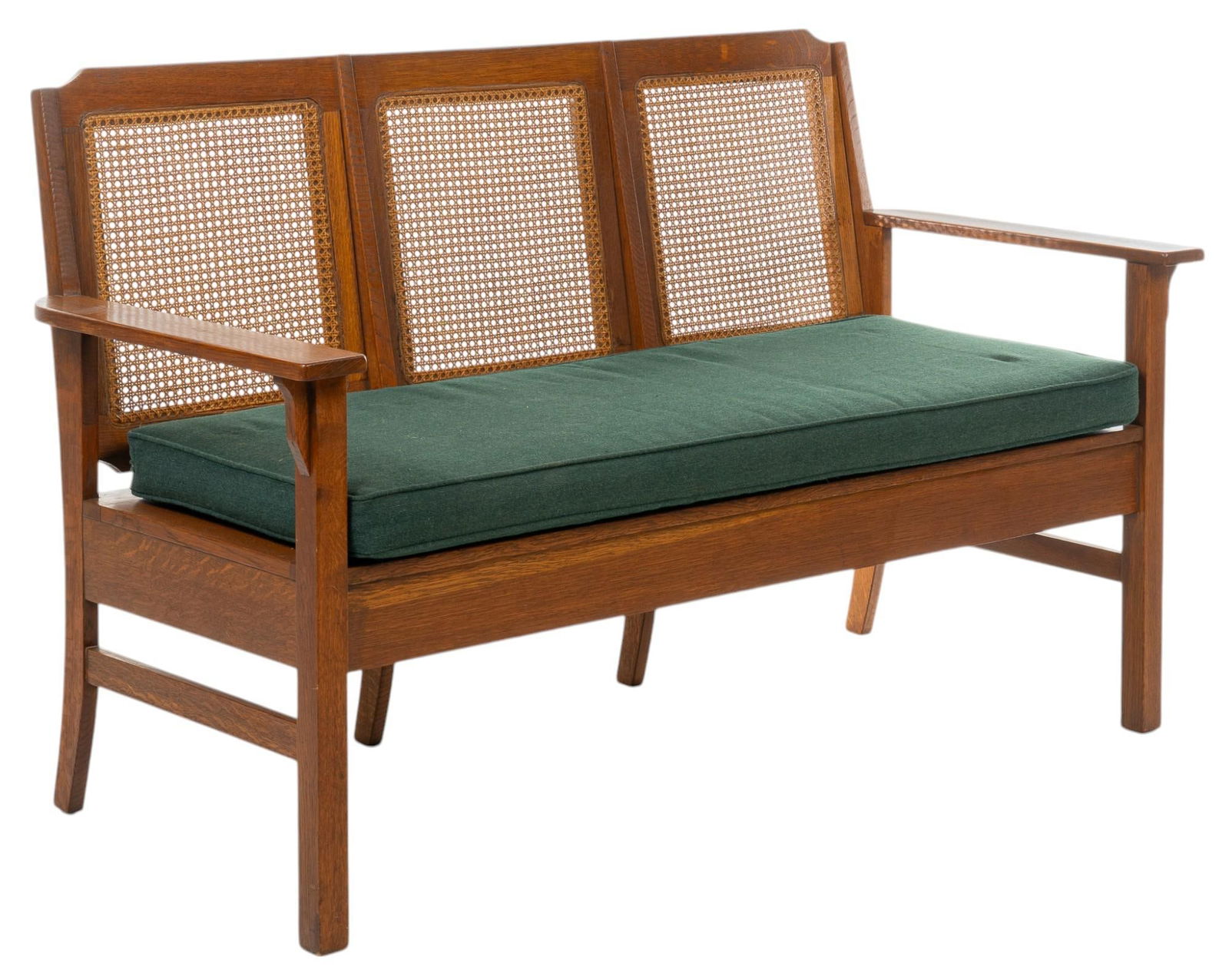 American Oak Cane Settee (1 of 7)
