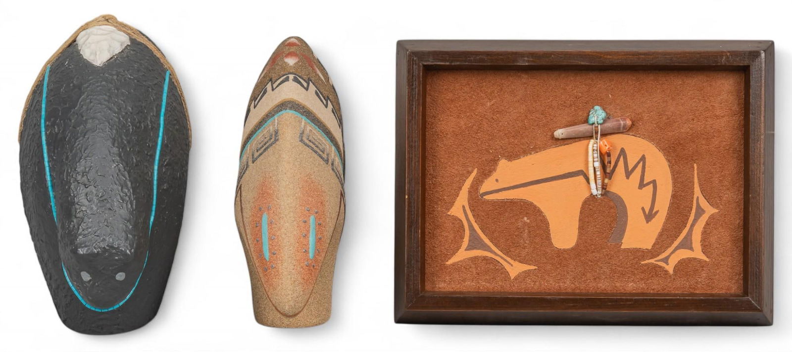 (3) Folk Art Guardian Bears (1 of 9)