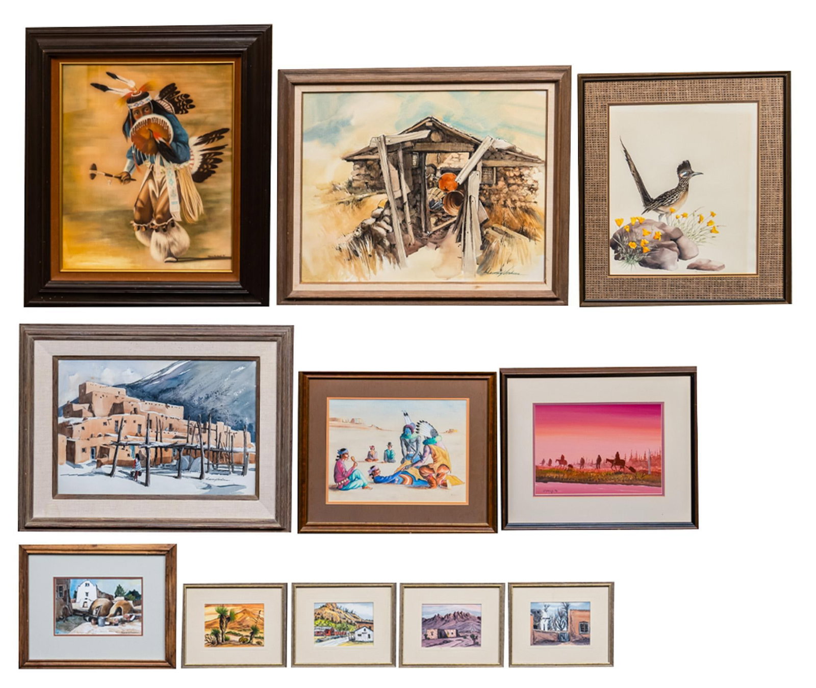 (11) Southwestern Watercolors: (11) Southwestern artworks to include watercolors, pastel, and gouache paintings, to include (3) watercolors by Dorothy Lawrey Vorhees (New Mexico, 1915-2004) sight: 26 x 22 in., frme: 32.5 x 28.5 in.