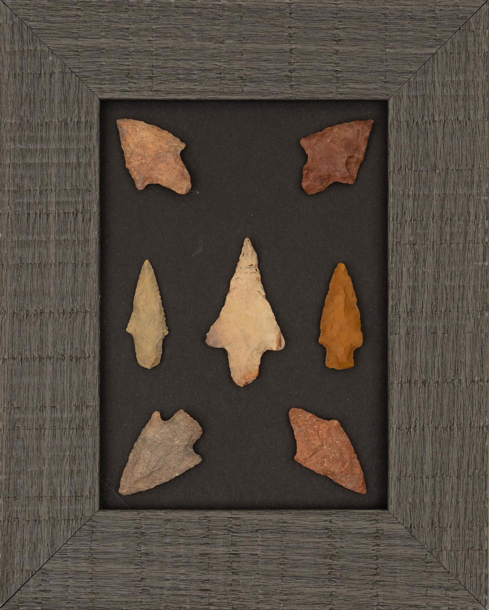Framed Collection of (7) Primitive Gary Points (1 of 7)
