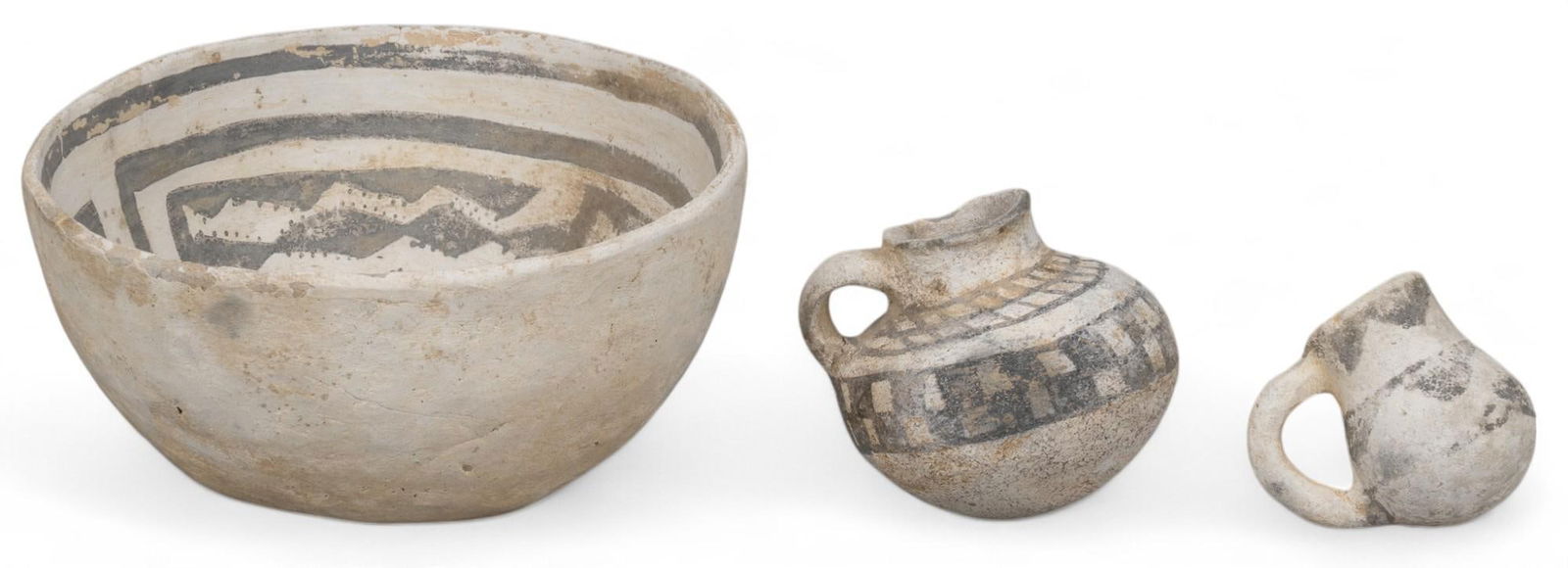 (3) Black and White Native American Pottery Vessels, C. A.D. 875 - 1200 (1 of 6)