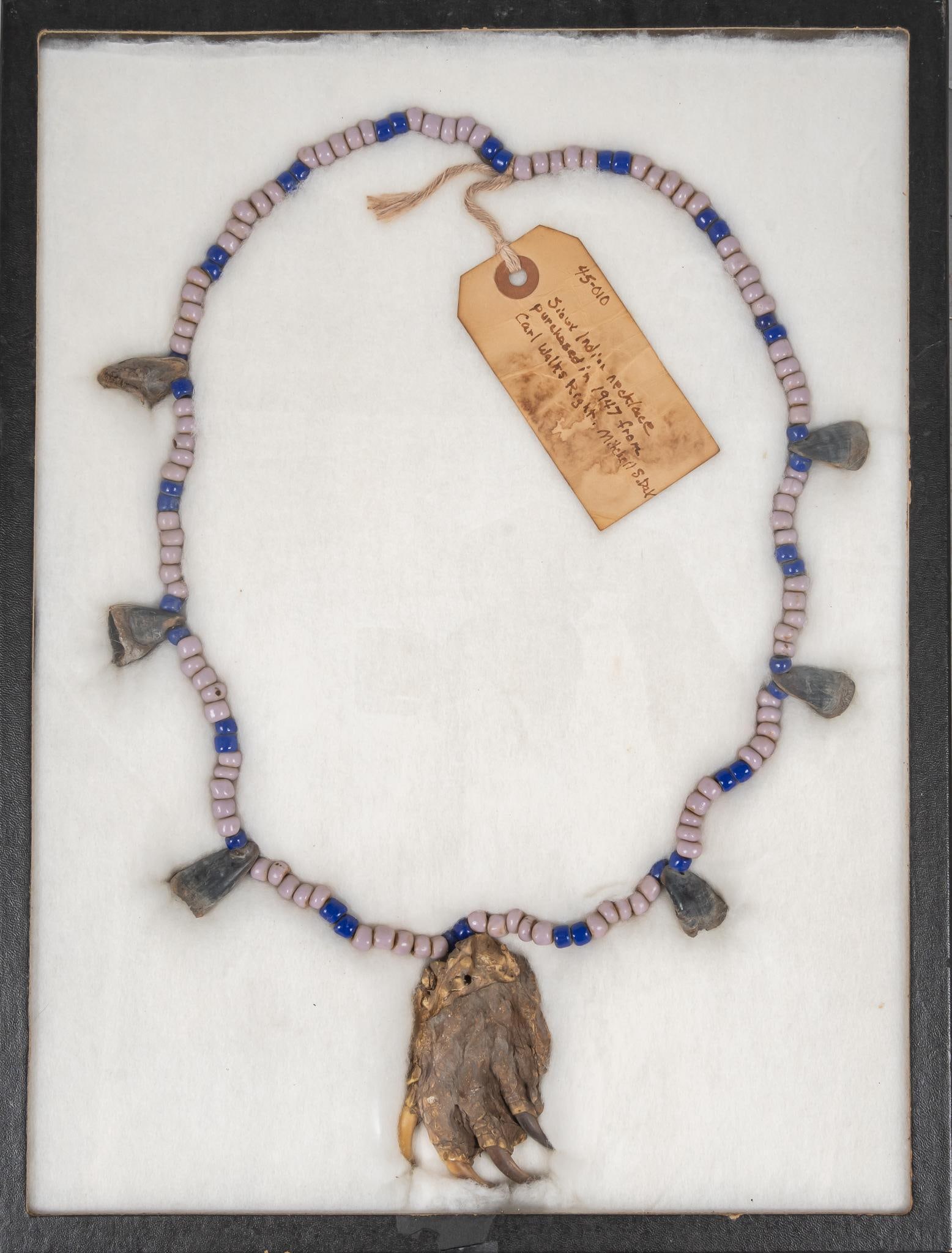Sioux Native American Deer Hoof and Turtle Claw Beaded Necklace (1 of 6)