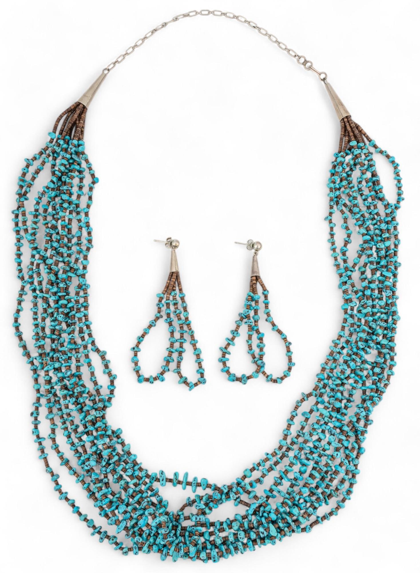 Multi-Strand Turquoise Necklace and Earrings (1 of 5)