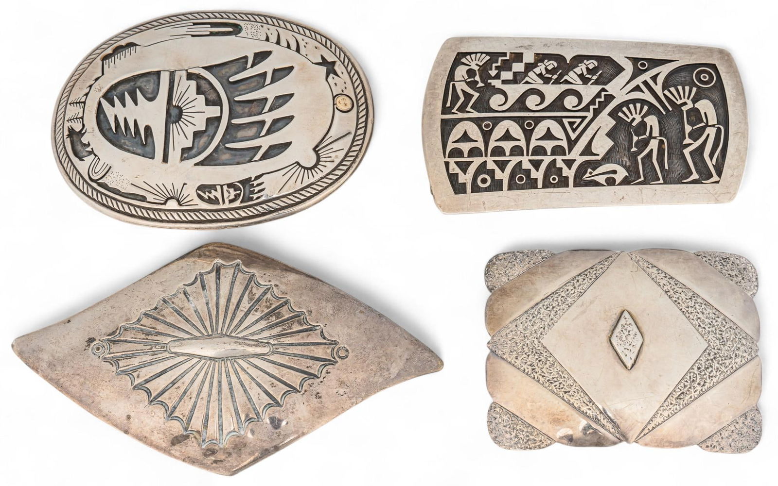 Collection of (4) Native American Style Belt Buckles (1 of 11)