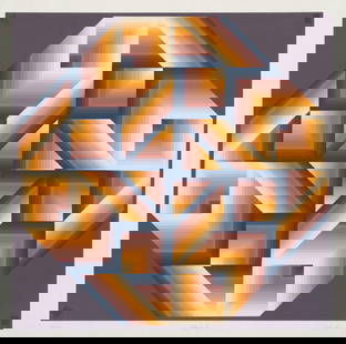 Jurgen Peters, "Oktogon IV", 1974: Jurgen Peters (Germany, b. 1936), "Oktogon IV", geometric abstract signed and numbered serigraph, 1974, ed. 56/125 sight: 26 x 26 in., frame: 30.5 x 30.5 in. Provenance: Property from