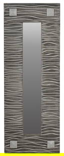 Modern Textured Wall Mirror: Modern wall mirror featuring carved and painted wooden frame with incised wavy design height 48 in. x width 18 in. x depth 2 in. Provenance: Property from the collection of a Fredericksburg,