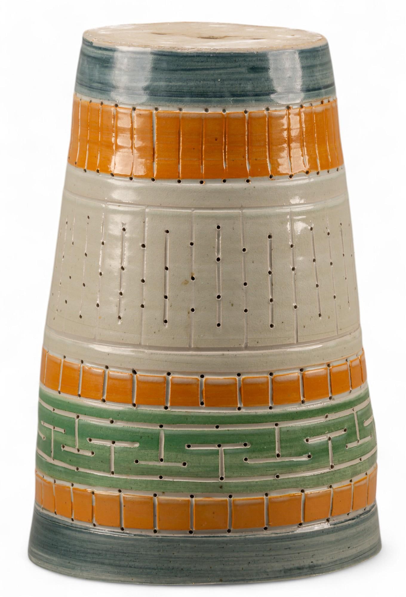 Beaumont Mood (San Antonio, TX) Light Fixture: Beaumont Mood (San Antonio, Texas) light fixture with perforated and glazed ceramic shades, graduated cone shape height 16 in. x width 11 in. x depth 11 in. Provenance: Property from the collection