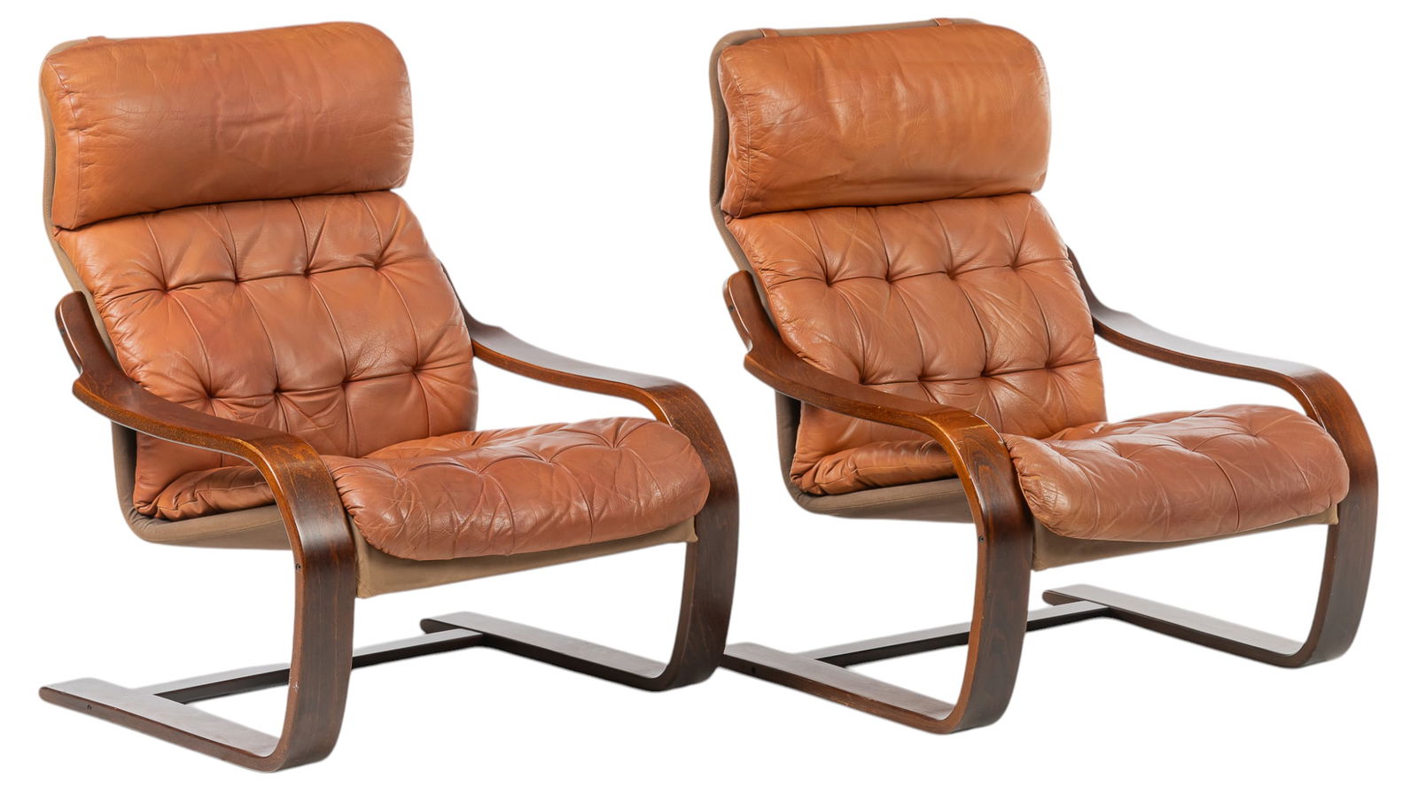 Pair of Danish Mid-Century Bent Wood Leather Armchairs (1 of 9)