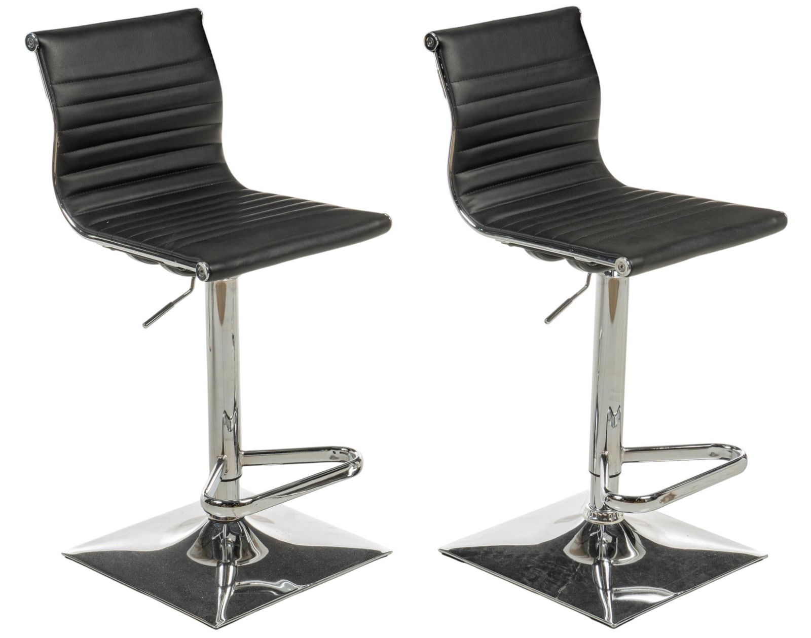 Pair of Leather and Chrome Barstools (1 of 5)