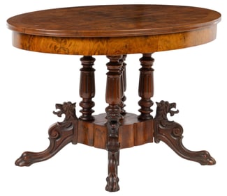 19th C. French Renaissance Pedestal Table