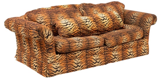 Scalamandre "La Tigre" Style Upholstered Futon Sofa
