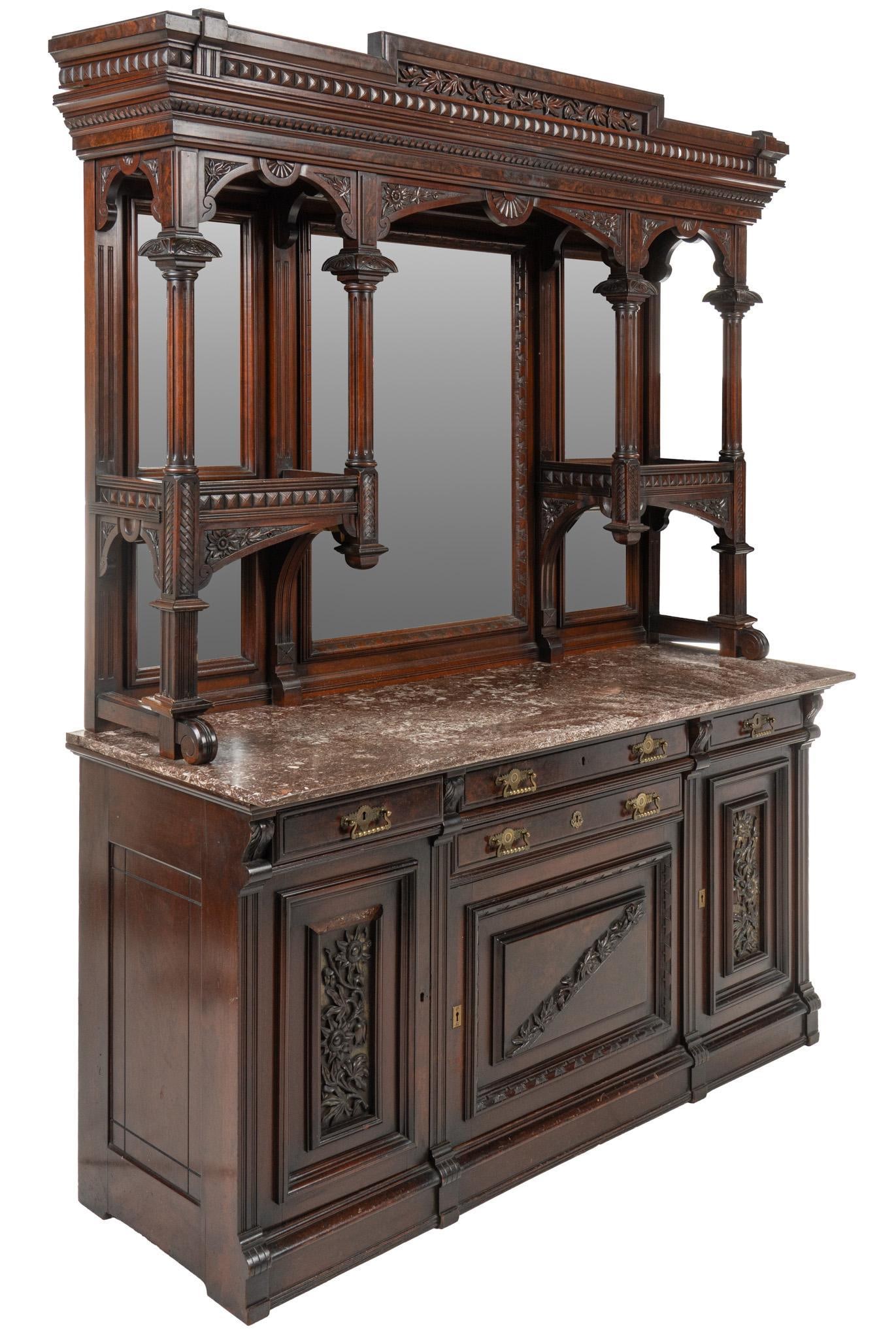 Victorian Marble Top Step Back Buffet (1 of 10)