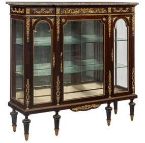 Louis XVI Marble Top Display Cabinet
