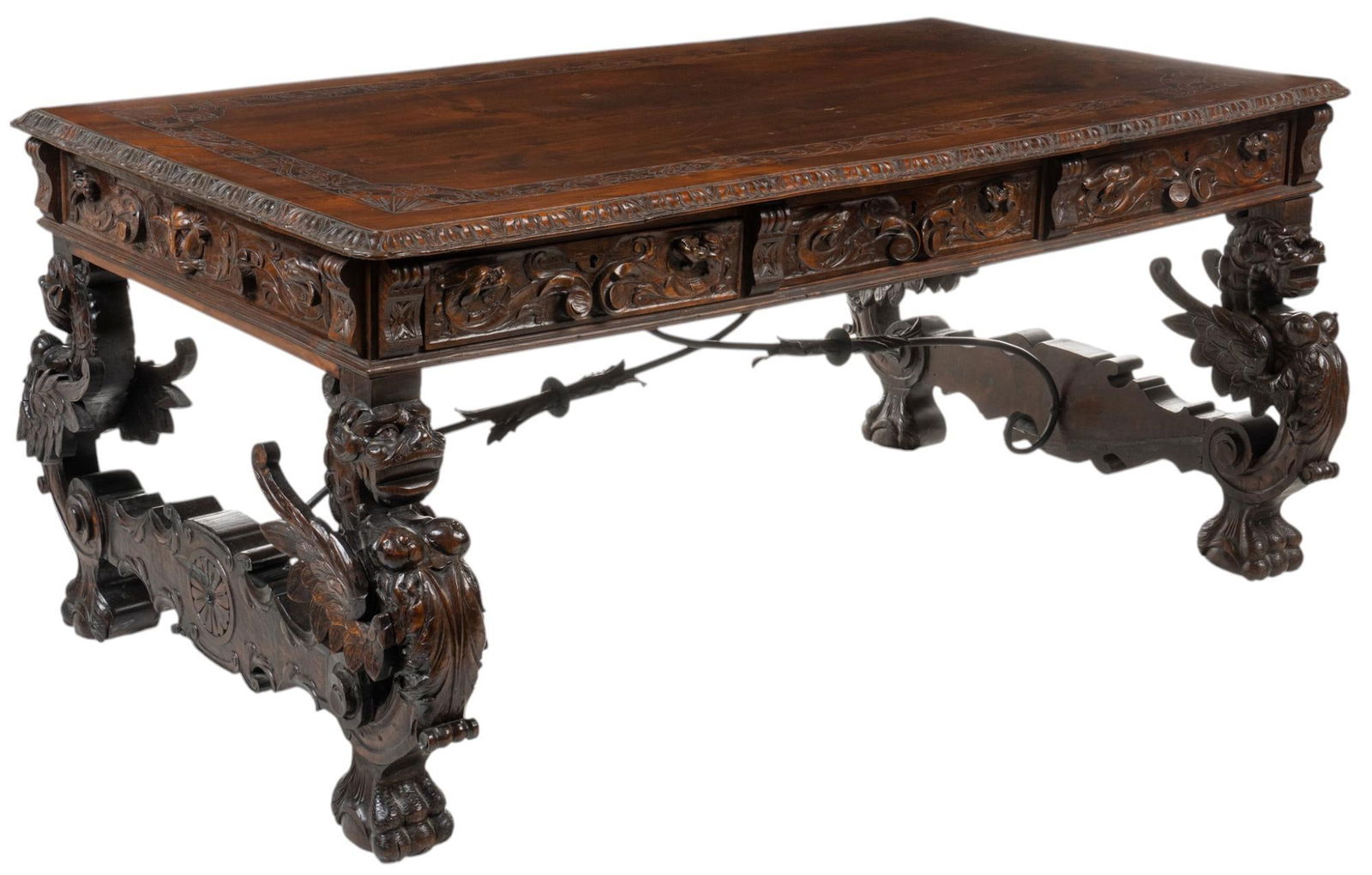 Italian Renaissance Revival Style Desk (1 of 9)