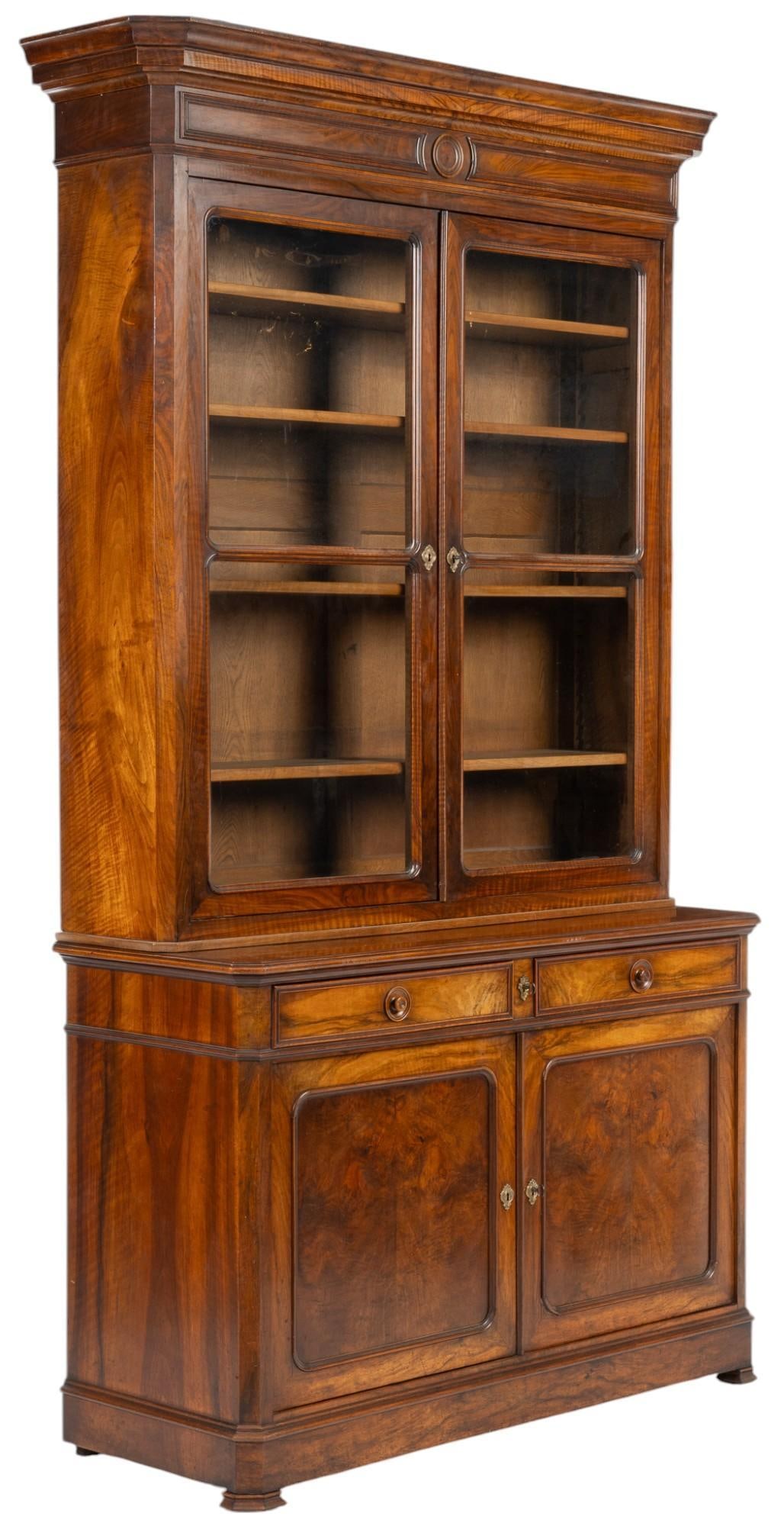 Late 19th C. 8ft. Tall Louis Philippe Period Bookcase (1 of 7)