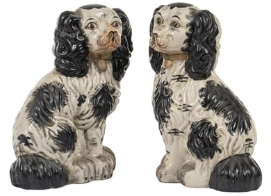 Pair of English Staffordshire Porcelain Dogs