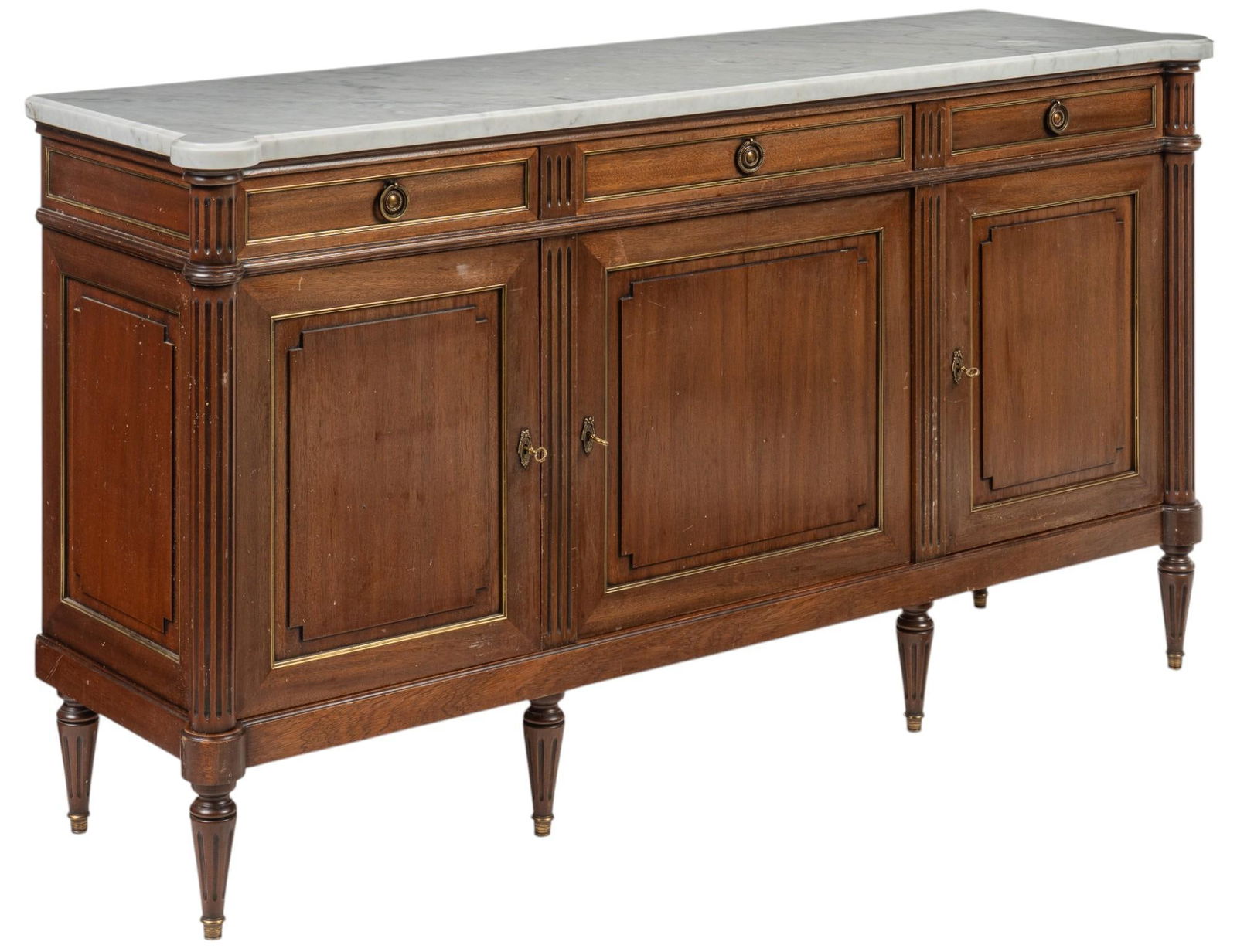 Early 19th C. Louis XVI Style Marble Top Buffet (1 of 8)