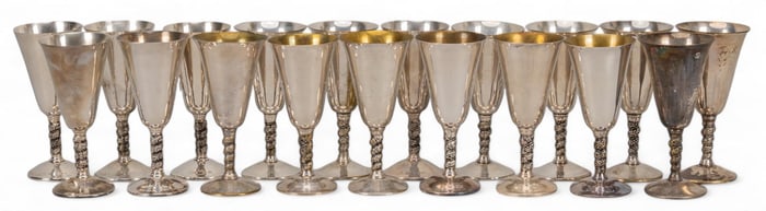 Set of (19) Spanish Silver Plate Goblets