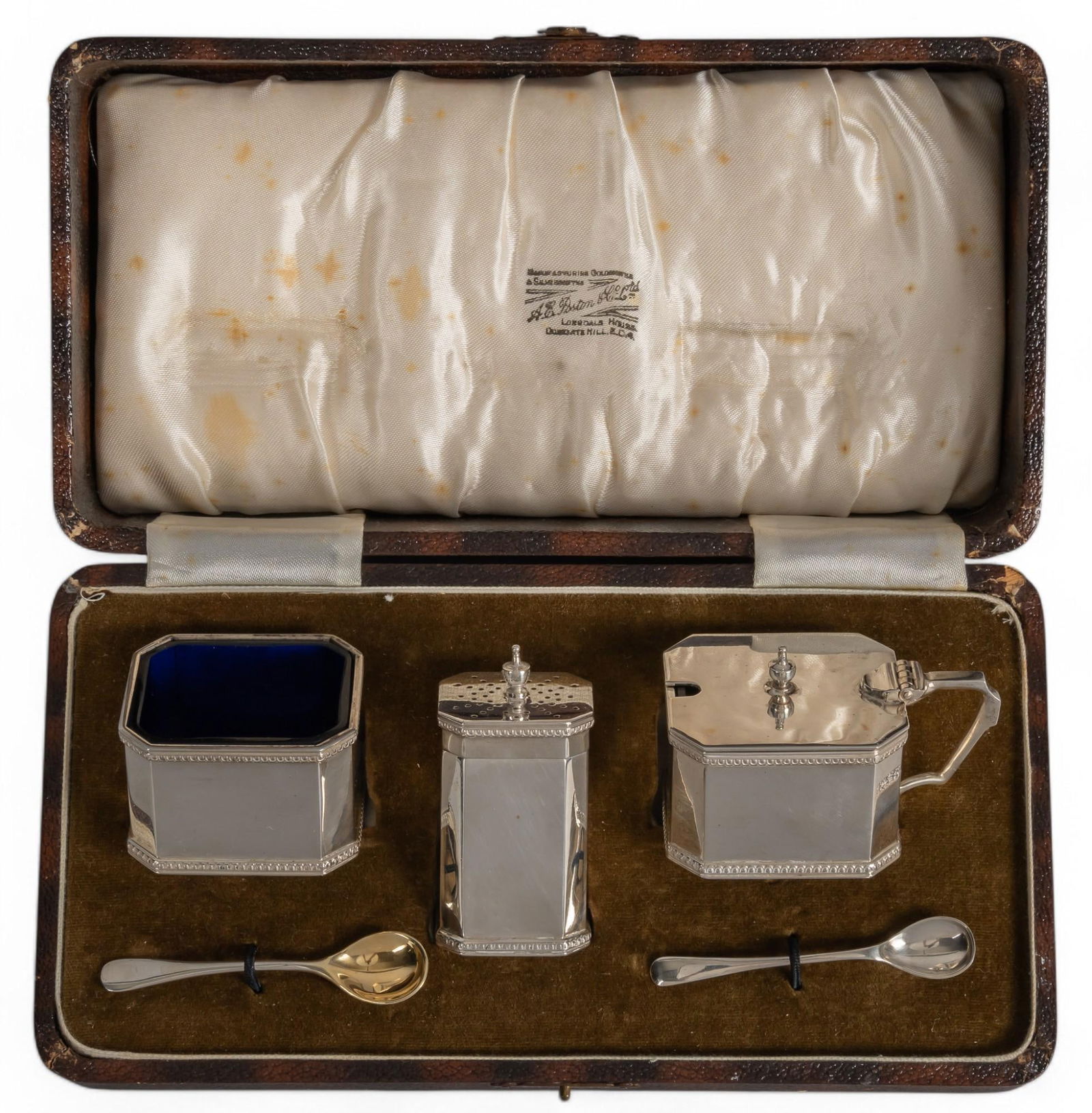 English Sterling Silver Condiment Set with Case (1 of 12)