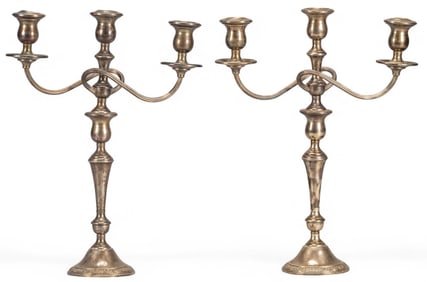 Pair of Sterling Silver Candelabras