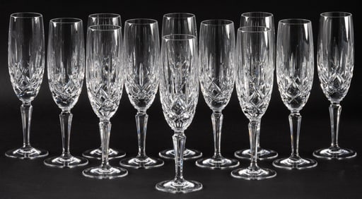 Set of (12) Gorham Crystal Champagne Flutes