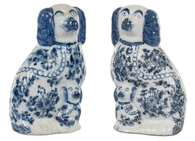 Pair of English Staffordshire Porcelain Dogs