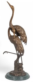 Bronze Cranes on Marble Base