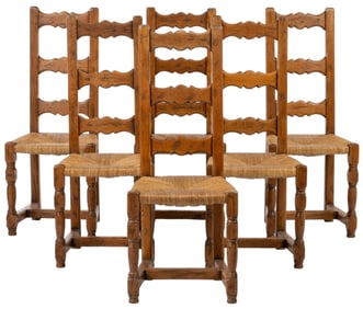(6) French Provincial Rush Seat Chairs
