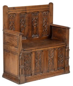 Late 19th C. Settle Bench