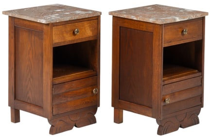 Pair of French Marble Top Nightstands