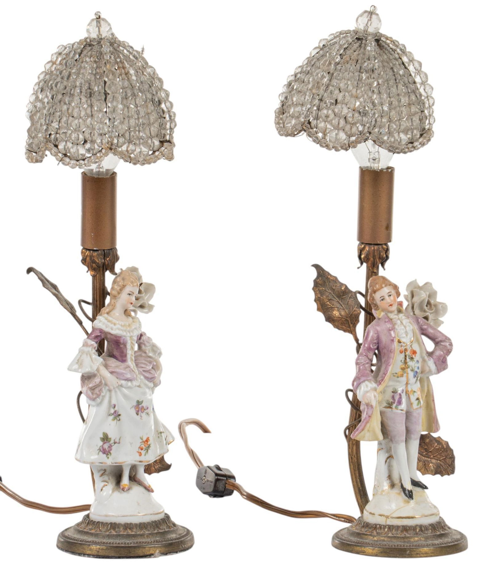 Pair of French Rococo Style Porcelain Figure Lamps (1 of 7)