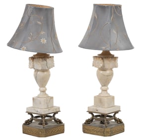 Pair of Neoclassical Style Marble Table Lamps