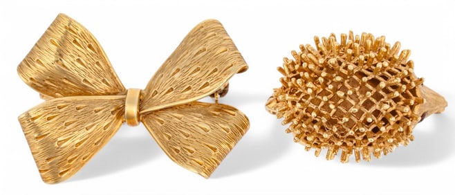 Pair of 14K Brooches