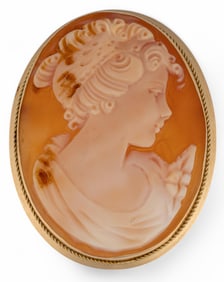 14K Shell Cameo Brooch