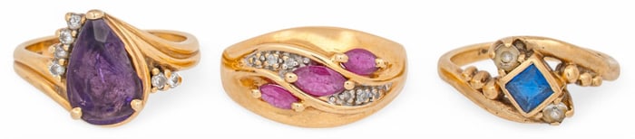 (3) 14K Gemstone Rings